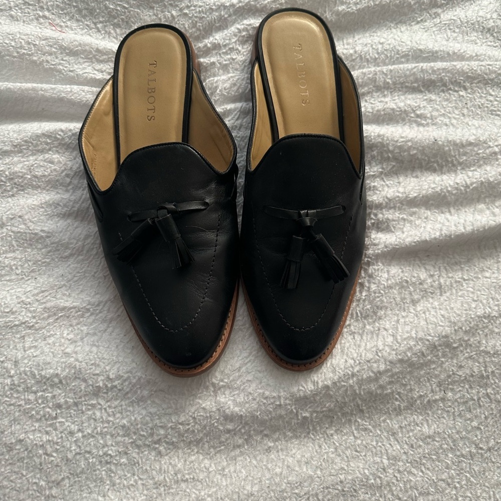 Talbots Black Loafers with Tassel Detail